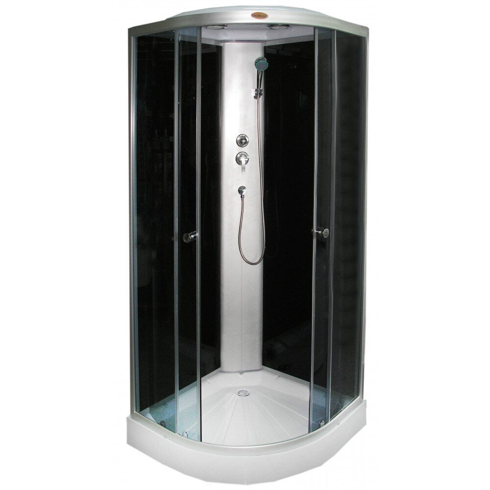 Ketursienė dušo kabina su stogu R8320B grey/black kaina ir informacija | Dušo kabinos | pigu.lt