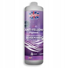Geltoną atspalvį neutralizuojantis šampūnas Ronney Professional Silver Power Anti-Yellow Pigment, 1000ml kaina ir informacija | Šampūnai | pigu.lt