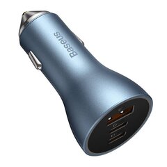 Baseus Golden Contactor Pro car charger, 2x USB-C, 1x USB, 65 Вт (blue) цена и информация | Зарядные устройства для телефонов | pigu.lt