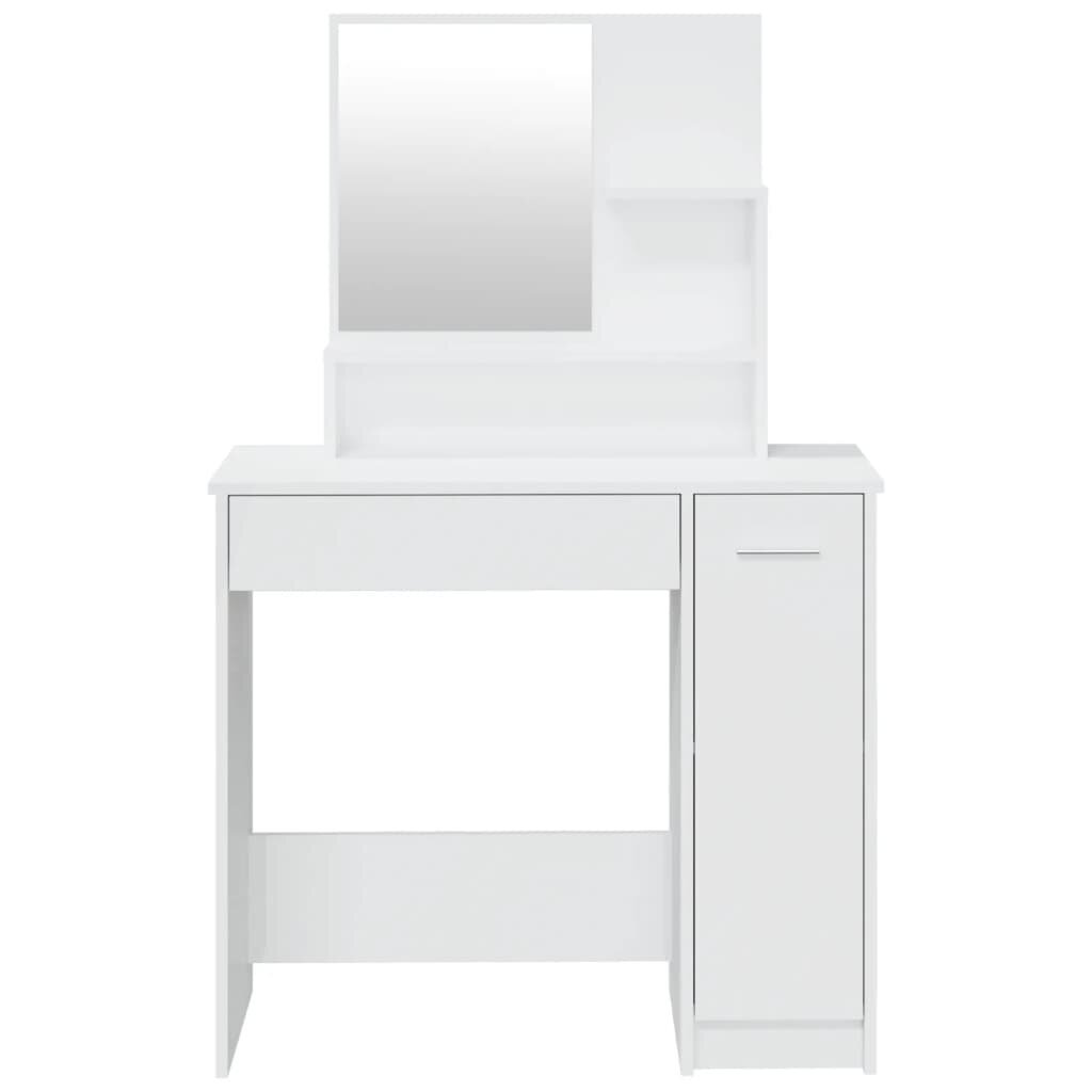 Kosmetinio staliuko komplektas, 86,5x35x136cm, balta blizgi spalva kaina ir informacija | Kosmetiniai staliukai | pigu.lt