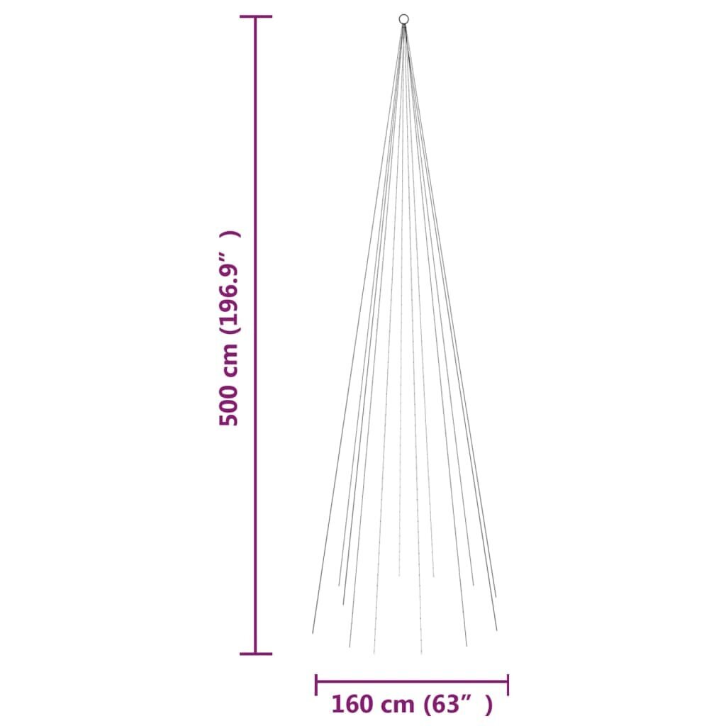 Kalėdų eglutė ant vėliavos stiebo, 500cm, 732 spalvotos LED kaina ir informacija | Girliandos | pigu.lt