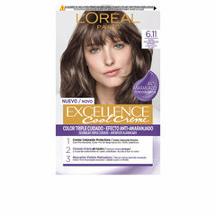 Nuolatinės spalvos dažymo kremas L'Oreal Make Up Excellence Cool Creme 6.11-rubio oscuro ceniza kaina ir informacija | Priemonės plaukų stiprinimui | pigu.lt