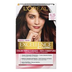 Ilgalaikiai dažai Excellence L'Oréal Paris 4.15 Tamsiai kaštoninis kaina ir informacija | Priemonės plaukų stiprinimui | pigu.lt