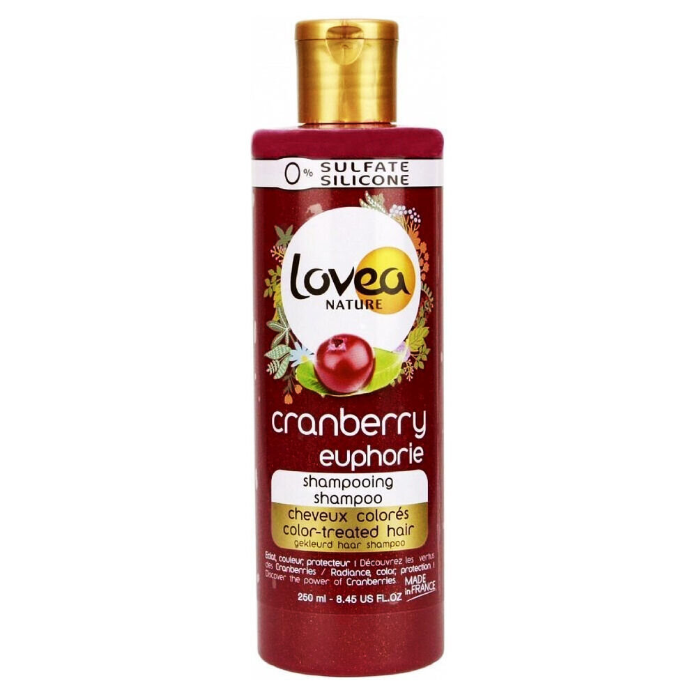 Šampūnas dažytiems plaukams Lovea Nature Cranberry Euphorie, 250 ml kaina ir informacija | Šampūnai | pigu.lt