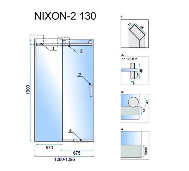 "Rea Nixon-2 130" dušo durys -Kairė pusė цена и информация | Dušo durys ir sienelės | pigu.lt