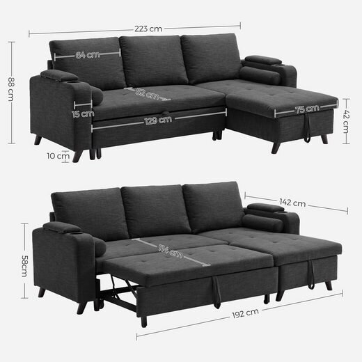 Sofa VASAGLE LCS801G01, tamsiai pilka kaina ir informacija | Sofos | pigu.lt