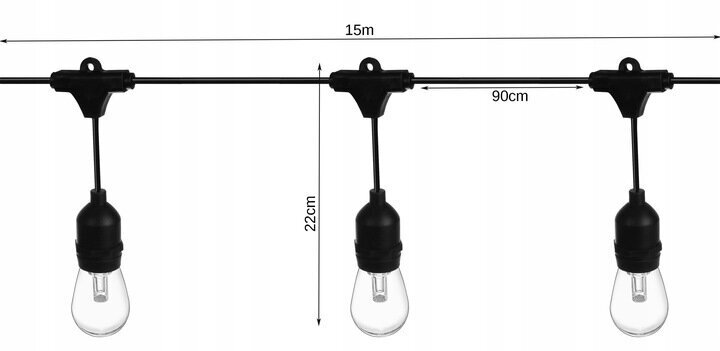 LED Girlianda 15m kaina ir informacija | Lauko šviestuvai | pigu.lt