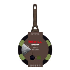 Сковорода Natura, 24см, индукционная, коричневая, с защитной крышкой цена и информация | Cковородки | pigu.lt