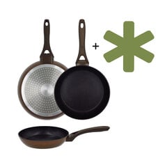 Сковорода Natura, 26см, индукционная, коричневая, с защитной крышкой цена и информация | Cковородки | pigu.lt