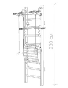 Medinė švediška gimnastikos sienelė STANDART D-7 230x64cm kaina ir informacija | Gimnastikos sienelės | pigu.lt