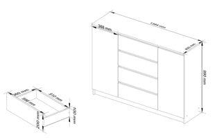 Komoda Akord K140, pilka kaina ir informacija | Komodos | pigu.lt