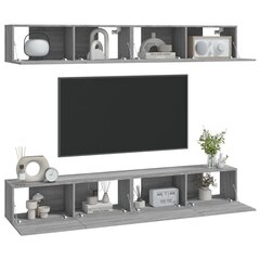 Sieninės televizoriaus spintelės, 4vnt., 100x30x30cm, pilka ąžuolo spalva kaina ir informacija | TV staliukai | pigu.lt
