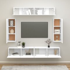 Комплект мебели под ТВ, 6 частей, белый цена и информация | Тумбы под телевизор | pigu.lt