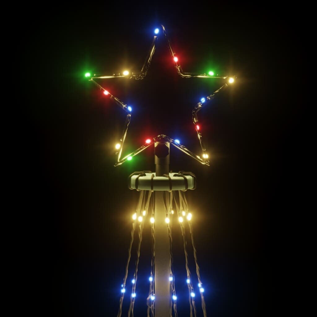 Kalėdų eglutė su kuoliuku, 500cm, 732 įvairių spalvų LED kaina ir informacija | Kalėdinės dekoracijos | pigu.lt