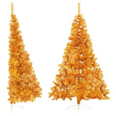 Dirbtinė pusinė kalėdų eglutė su stovu, auksinė, 210cm, pvc kaina ir informacija | Eglutės, vainikai, stovai | pigu.lt