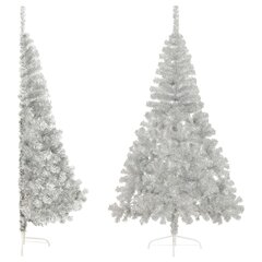 Dirbtinė pusinė kalėdų eglutė su stovu, sidabrinė, 180cm, PVC kaina ir informacija | Eglutės, vainikai, stovai | pigu.lt