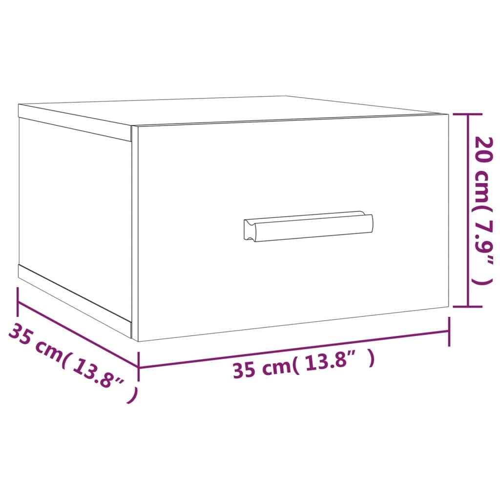 Sieninės naktinės spintelės, 2vnt., juodos, 35x35x20cm kaina ir informacija | Spintelės prie lovos | pigu.lt