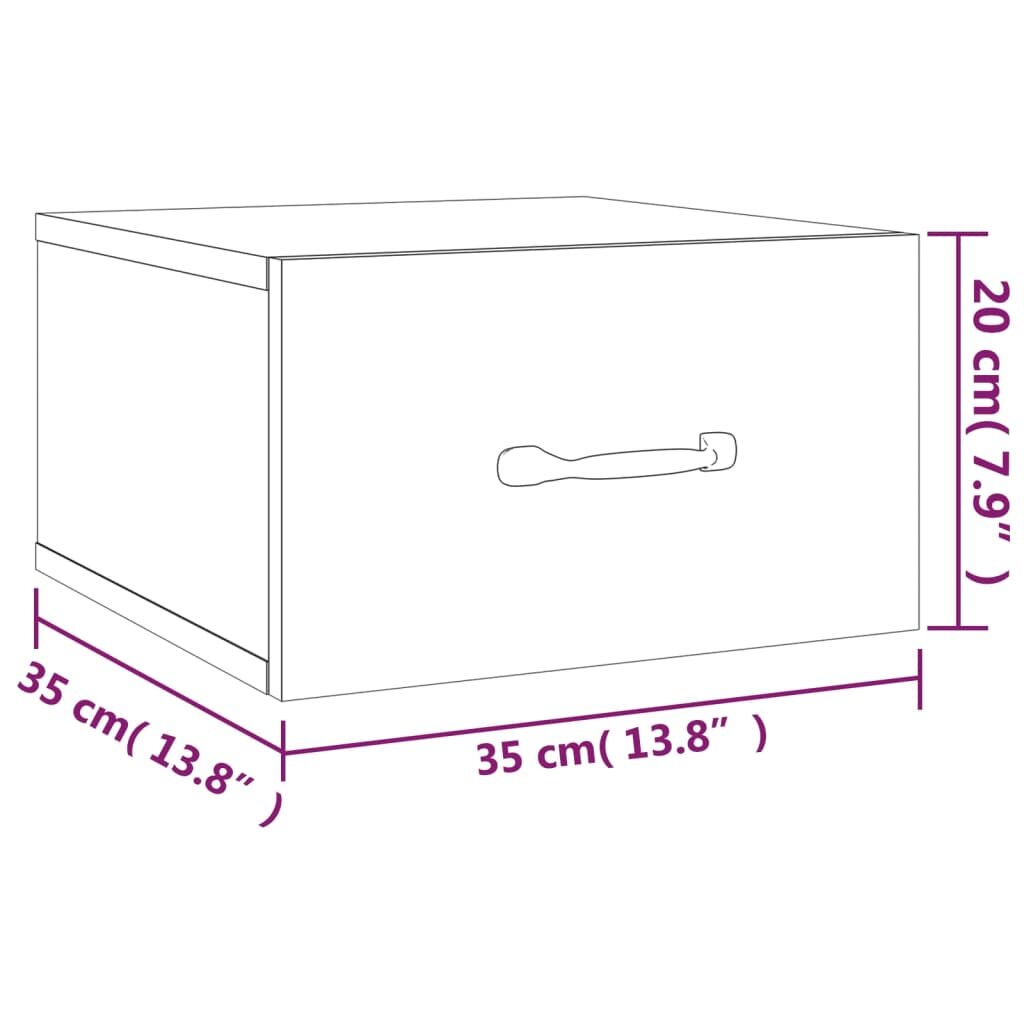 Sieninės naktinės spintelės, 2vnt., baltos, 35x35x20cm kaina ir informacija | Spintelės prie lovos | pigu.lt