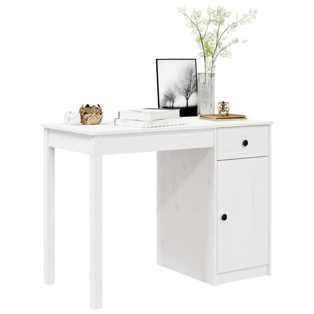 Rašomasis stalas, baltas, 100x50x75cm, pušies medienos masyvas kaina ir informacija | Kompiuteriniai, rašomieji stalai | pigu.lt