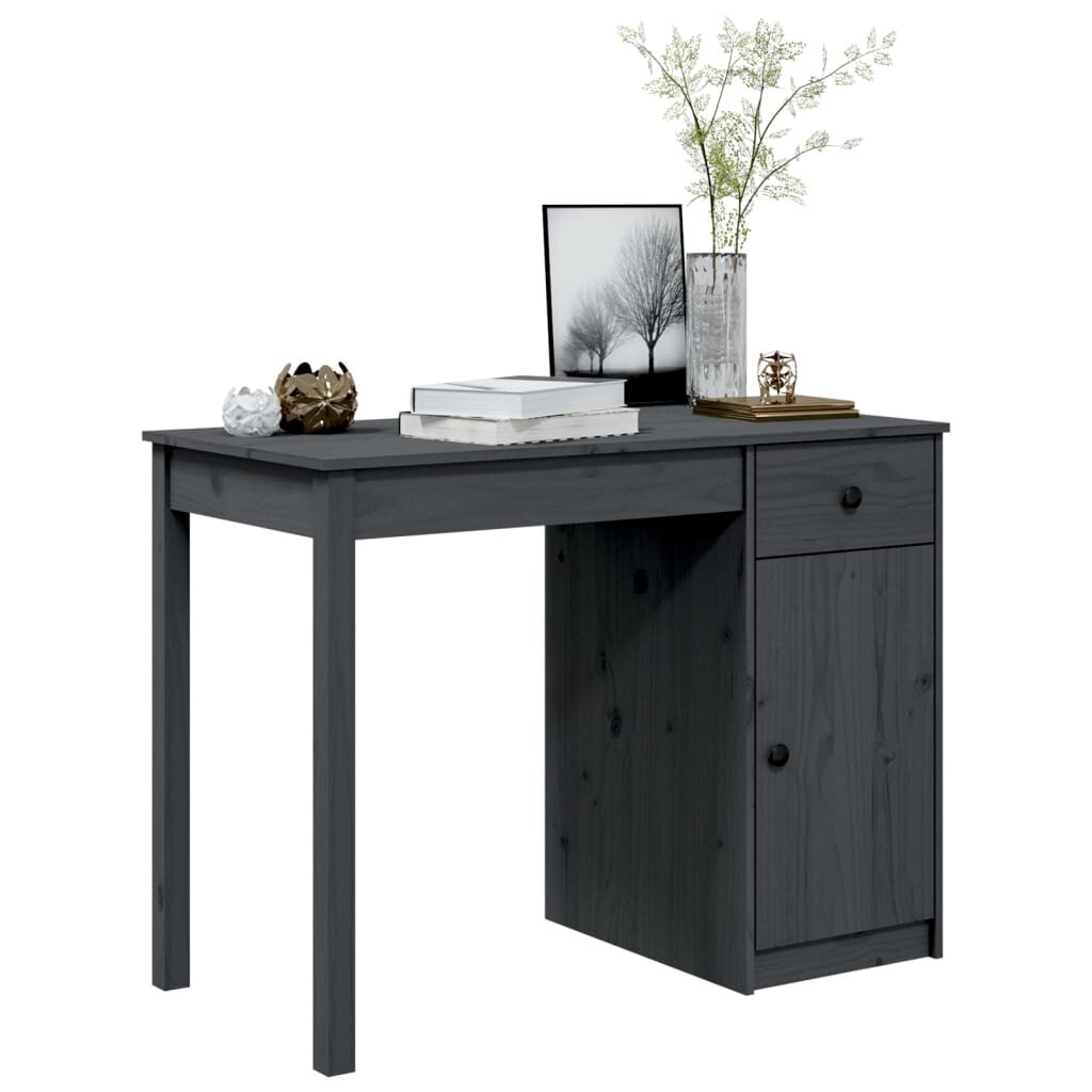 Rašomasis stalas, pilkas, 100x50x75cm, pušies medienos masyvas kaina ir informacija | Kompiuteriniai, rašomieji stalai | pigu.lt