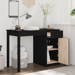 Rašomasis stalas, juodas, 100x50x75cm, pušies medienos masyvas цена и информация | Компьютерные, письменные столы | pigu.lt
