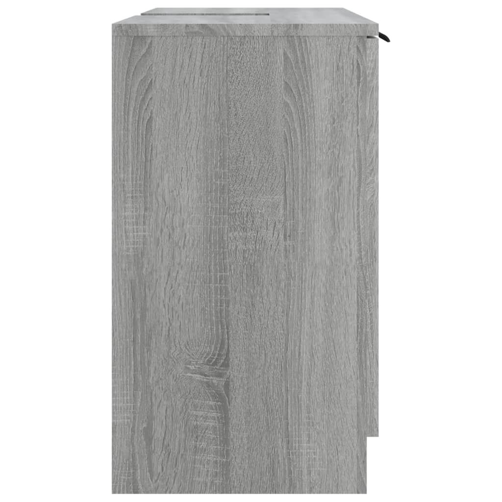Vonios spintelė, Apdirbta mediena, 64,5x33,5x59cm, pilka ąžuolo spalva kaina ir informacija | Vonios spintelės | pigu.lt