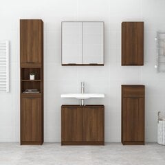 Vonios spintelė, Apdirbta mediena, 64,5x33,5x59cm, ruda ąžuolo spalva цена и информация | Шкафчики для ванной | pigu.lt