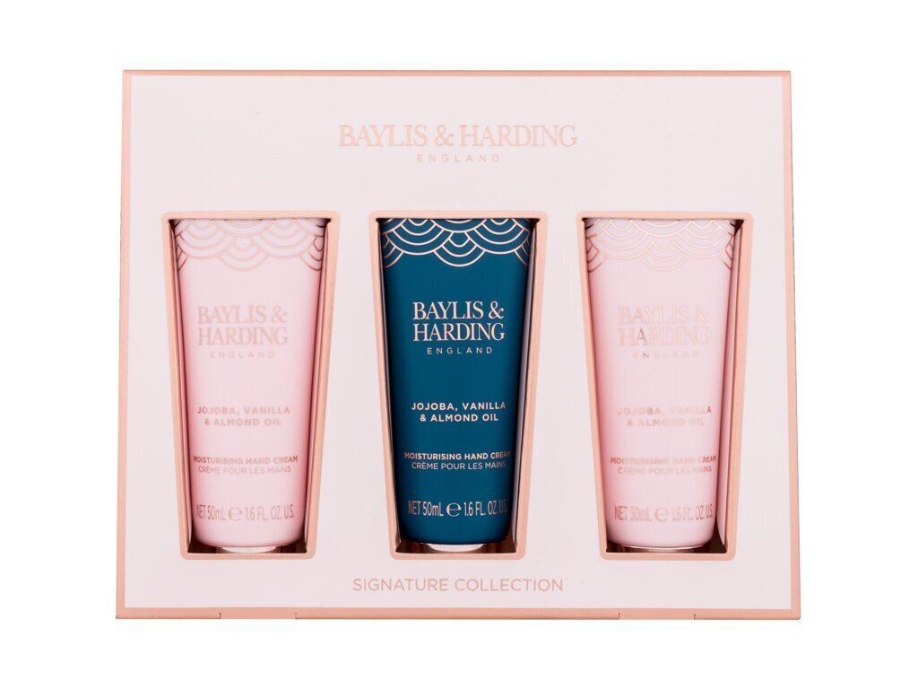 Rankų kremo rinkinys Baylis & Harding Jojoba, Vanilla & Almond Oil, 3x 50 ml цена и информация | Kūno kremai, losjonai | pigu.lt