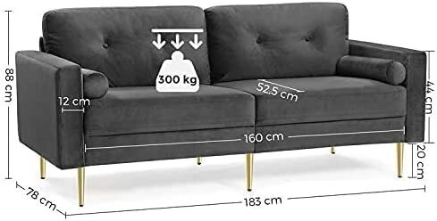 VASAGLE LCS001G01 3 vietų sofa, pilka kaina ir informacija | Sofos | pigu.lt