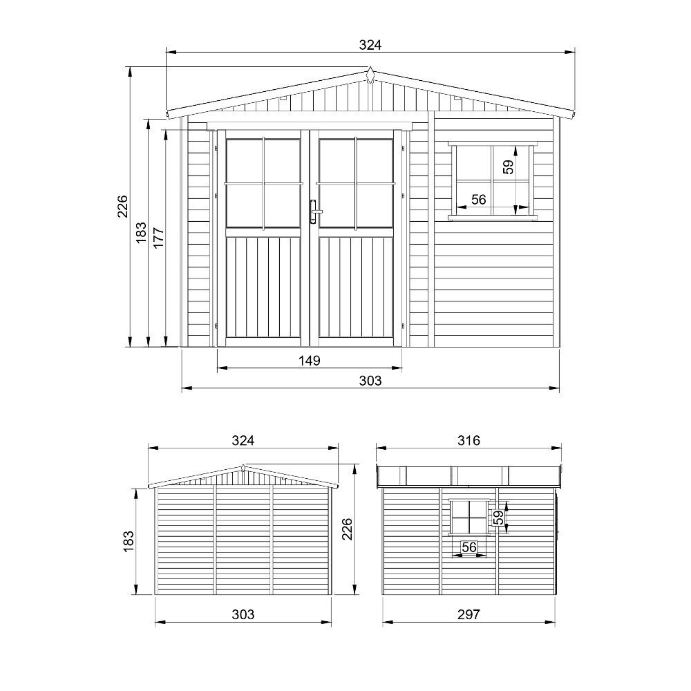 Timbela medinis sodo namelis M335F kaina ir informacija | Sodo nameliai, malkinės, pastogės | pigu.lt