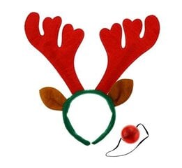 Обруч - рога оленя + нос с встроенными светодиодами (NW-ORSN) 2938 цена и информация | Рождественские украшения | pigu.lt