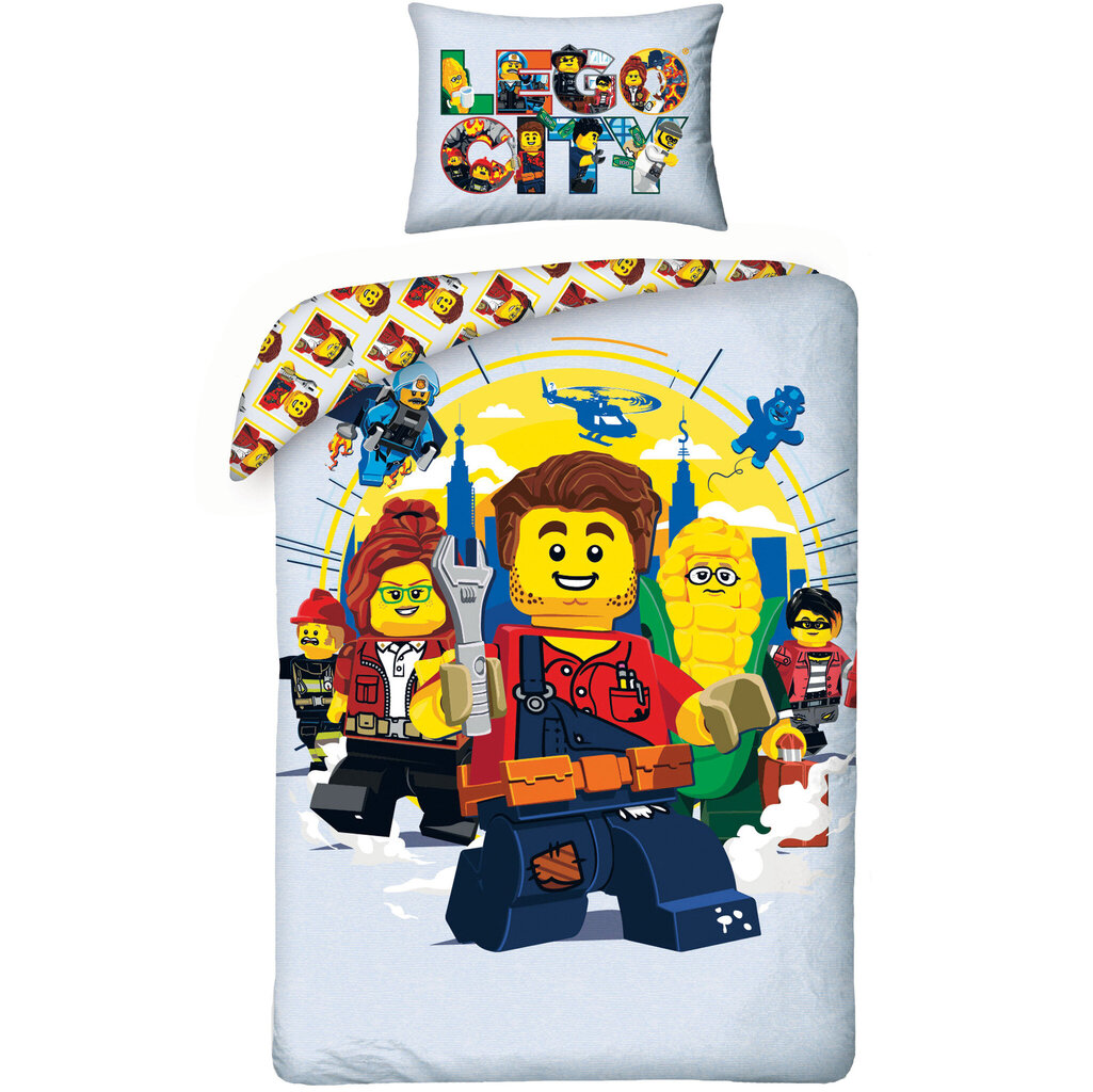 Vaikiškas patalynės komplektas Lego City, 140x200, 2 dalių kaina ir informacija | Patalynė kūdikiams, vaikams | pigu.lt