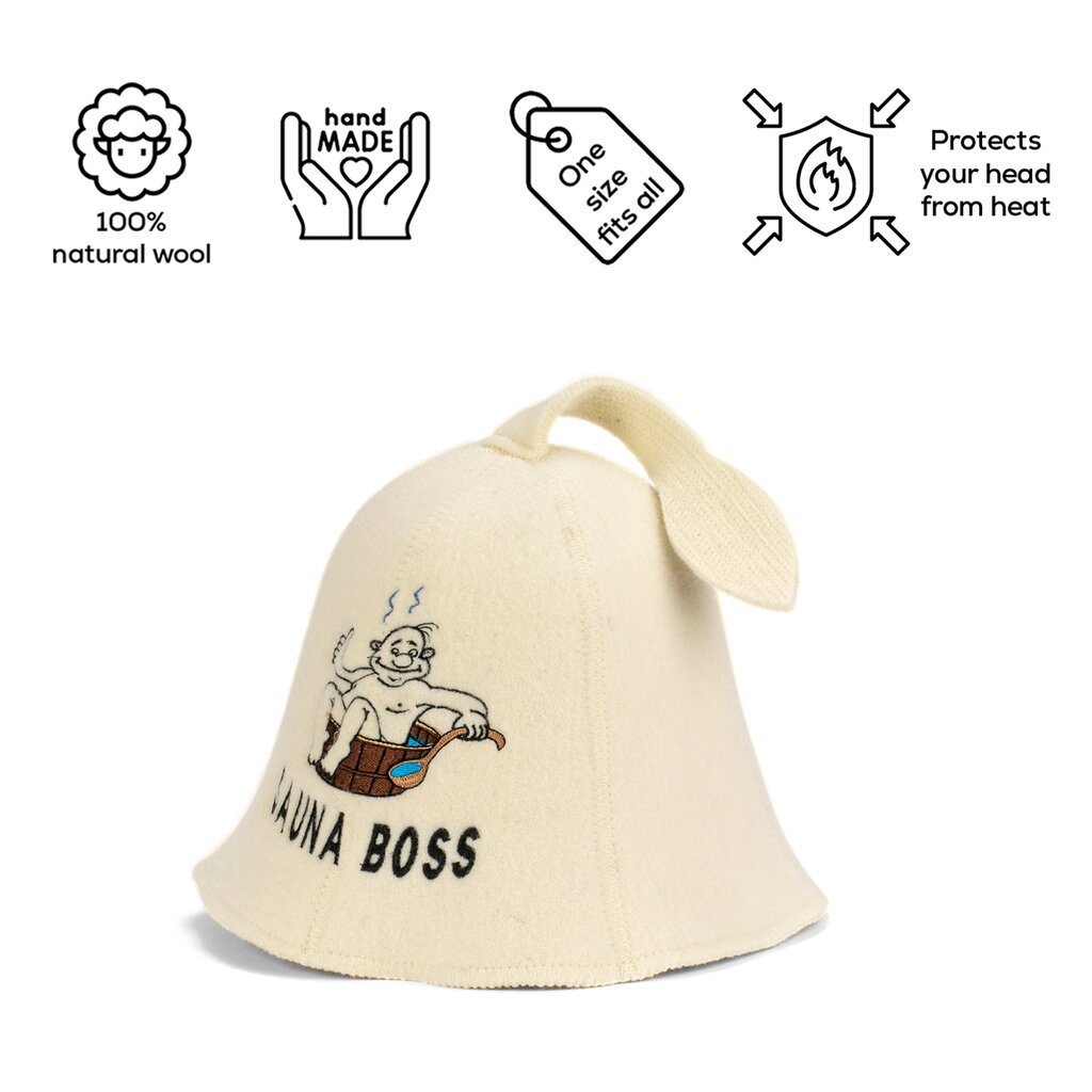 Pirties kepurė Sauna Boss 100% vilna kaina ir informacija | Saunos, pirties aksesuarai | pigu.lt
