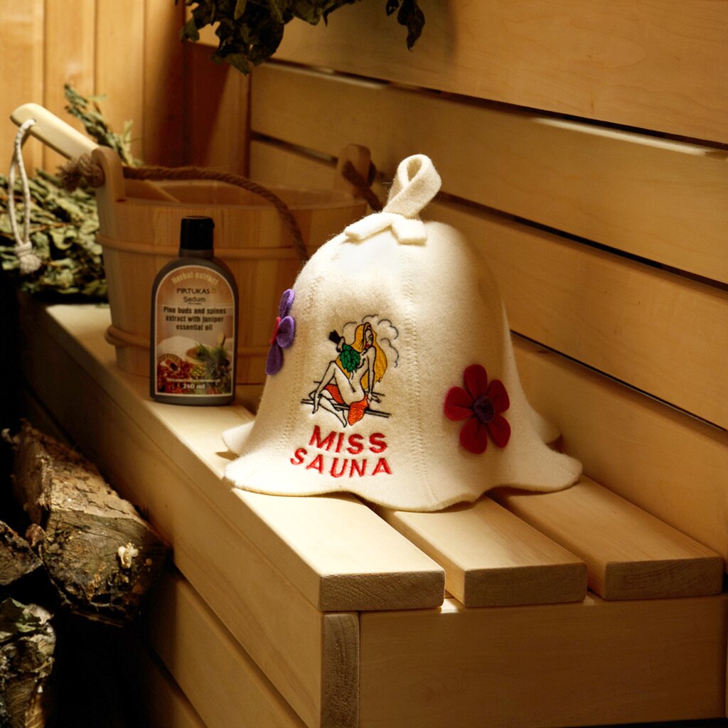 Pirties kepurė Miss Sauna 100% vilna kaina ir informacija | Saunos, pirties aksesuarai | pigu.lt