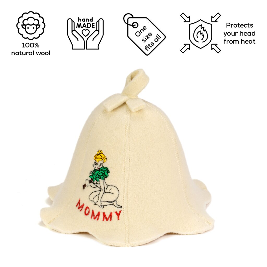 Pirties kepurė Sauna Mommy 100% vilna kaina ir informacija | Saunos, pirties aksesuarai | pigu.lt