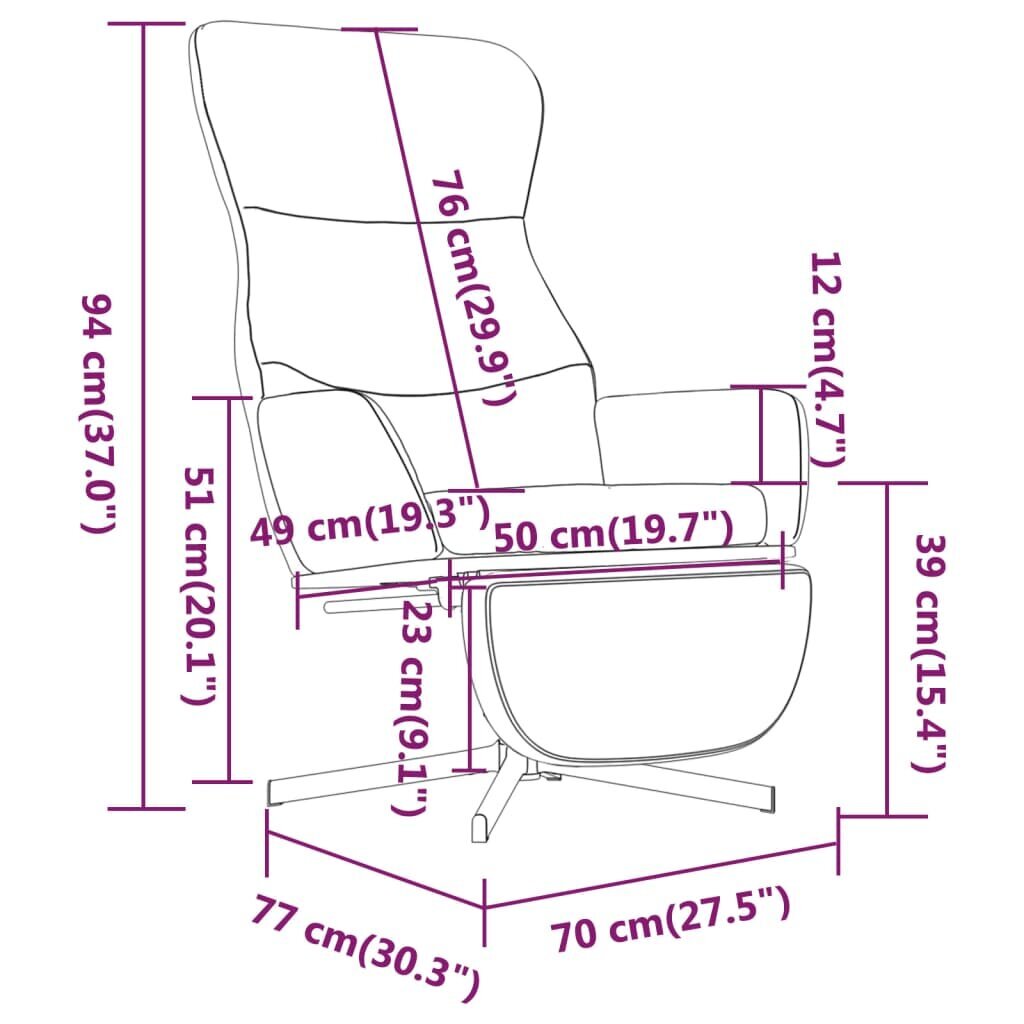 Poilsio kėdė su pakoja, Aksomas, šviesiai pilka kaina ir informacija | Svetainės foteliai | pigu.lt