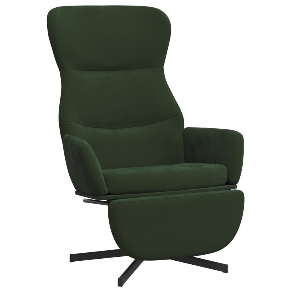 Poilsio kėdė su pakoja, Aksomas, tamsiai žalia цена и информация | Svetainės foteliai | pigu.lt
