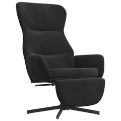 Poilsio kėdė su pakoja, Aksomas, juoda kaina ir informacija | Svetainės foteliai | pigu.lt