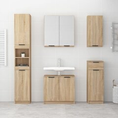 Vonios kambario spintelė, Apdirbta mediena, 32x34x188,5cm, ąžuolo spalva kaina ir informacija | Vonios spintelės | pigu.lt