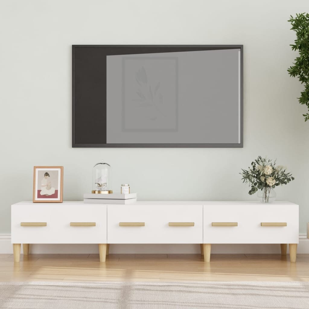 Televizoriaus spintelė, Apdirbta mediena, 150x34,5x30cm, balta kaina ir informacija | TV staliukai | pigu.lt