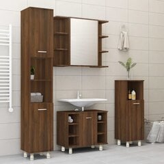 Vonios spintelė, Apdirbta mediena, 30x30x95cm, ruda ąžuolo spalva kaina ir informacija | Vonios spintelės | pigu.lt