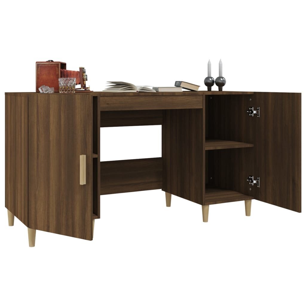Rašomasis stalas, rudas ąžuolo, 140x50x76cm, apdirbta mediena kaina ir informacija | Kompiuteriniai, rašomieji stalai | pigu.lt
