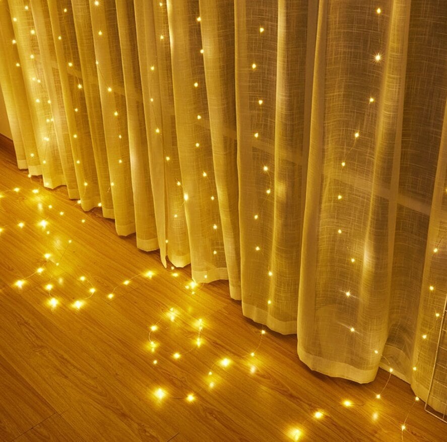 Girlianda-užuolaida su pulteliu, 300 LED, 3x2m kaina ir informacija | Girliandos | pigu.lt