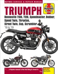 Triumph Bonneville T100, T120, Speedmaster, Bobber, Speed Twin, Thruxton, Street Twin, Cup, Scrambler (16 to 19): 16 to 19 kaina ir informacija | Kelionių vadovai, aprašymai | pigu.lt