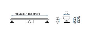 Linijinis drenažas Rea Greek PRO Black Matt 70 цена и информация | Душевые желоба | pigu.lt