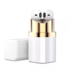 EarPods Lipstick bluetooth belaidės mini ausinės stereofoninės su mikrofonu, balta kaina ir informacija | Ausinės | pigu.lt