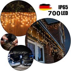 700 светодиодных лампочек профессиональная уличная гирлянда Сосульки с черным проводом Brosberg, Теплого белого света цена и информация | Гирлянды | pigu.lt
