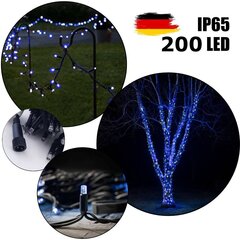 Профессиональная уличная гирлянда из 200 светодиодных лампочек Brosberg, синего цвета цена и информация | Гирлянды | pigu.lt