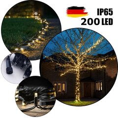 Профессиональная уличная гирлянда из 200 LED лампочек Brosberg, теплый белый цвет цена и информация | Гирлянды | pigu.lt