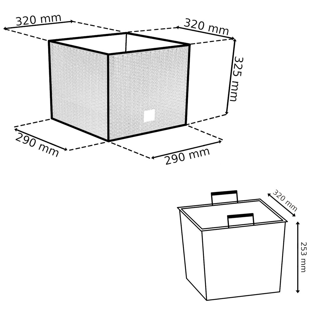 Botle 3 baltas rotango gėlių vazonų rinkinys, aukštis: 22, 26, 32 cm su kvadratiniu įdėklu цена и информация | Vazonai | pigu.lt